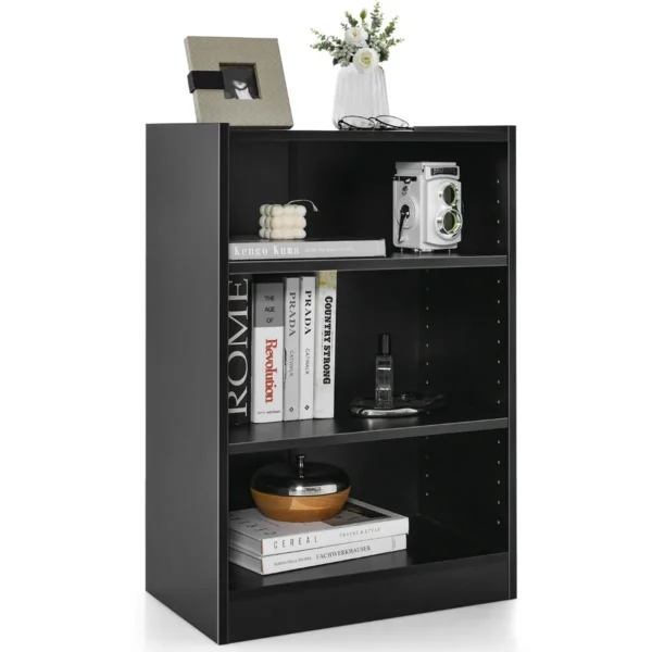 Boekenkast Staand Rek Met 3 Vakken Multifunctioneel Opbergrek Met Verstelbare Planken En Anti-kantelbeveiliging 30 X 50 X 75 Cm Zwart