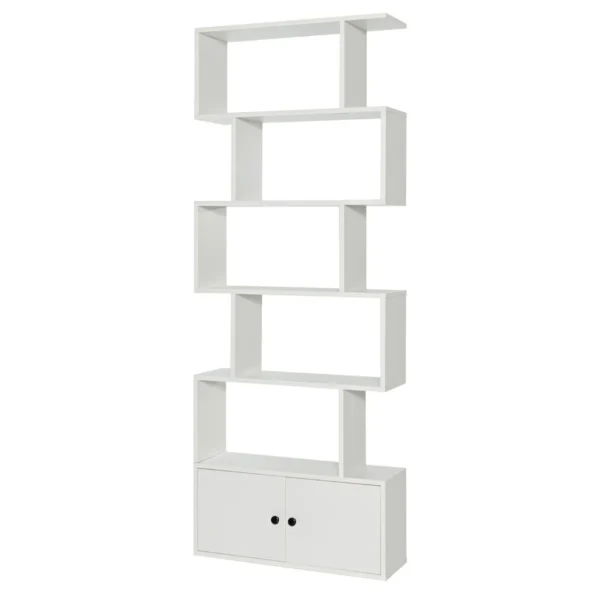 Boekenplank 6-Laags S-vormige Boekenkast Decoratieve Opbergplanken 70 X 23 X 183 Cm Wit