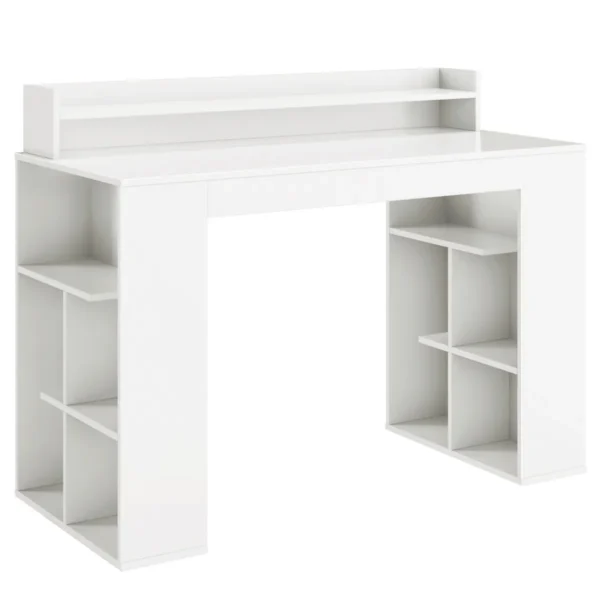 Bureau Met Monitorplank Computertafel Met 2 Boekenplanken Bureautafel PC-Tafel Voor Werkkamer Thuis Kantoor Wit 120 X 54 X 90 Cm