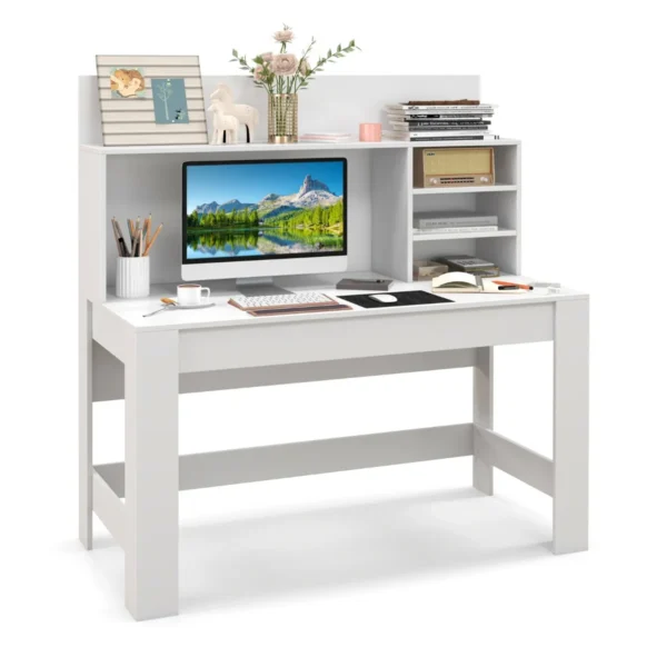 Computerbureau Thuiskantoor Met Plank En Kabelgaten Modern Bureau Studietafel Anti-Kantelset 120 X 54 X 129 Cm