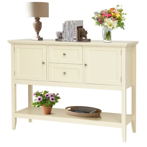 Consoletafel Haltafel Met 2 Laden En Kasten Buffettafel Bijzettafel Hout Sideboard Eetcommode Voor Woonkamer Hal Kantoor