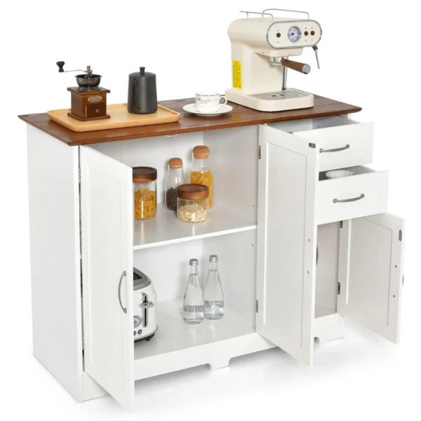 Dressoir Modern Opbergmeubel Met 2 Deuren En 2 Laden Verstelbare Plank Opbergkast Voor Keuken Eetkamer Woonkamer Wit