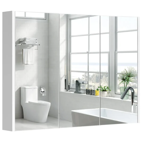 Drie Spiegels Badkamermeubel Badkamer Wandkast Met Verstelbare Planken 90 X 11 X 65 Cm Wit