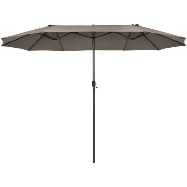 Dubbele Parasol 470 X 280 Cm Groot XXL UV-Bescherming Tuinparasol Terrasparasol Met Handslinger Marktscherm Voor Tuin Terras Zwembad Bruin