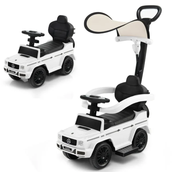 Gelicentieerd Mercedes Benz Kindervoertuig Kinderwagen En Rollator Met Verstelbare Zonnekap Ouderhandgreep Armleuning-Wit