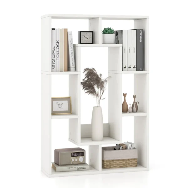 Geometrische Boekenkast Met 7 Kubussen Moderne En Decoratieve Open Hoekplank Kamerscherm Opbergrek-Wit