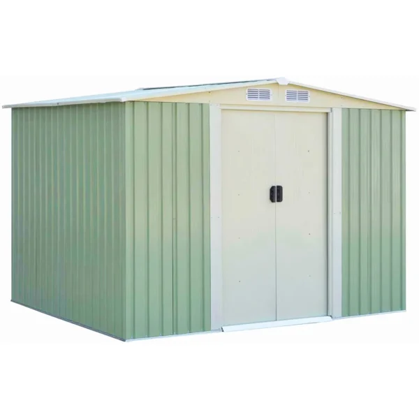 Gereedschapsschuur Tuinschuur Opslagschuur Gereedschapsschuur Met Schuifdeur Groen Metaal 205 X 257 X 175,5 Cm