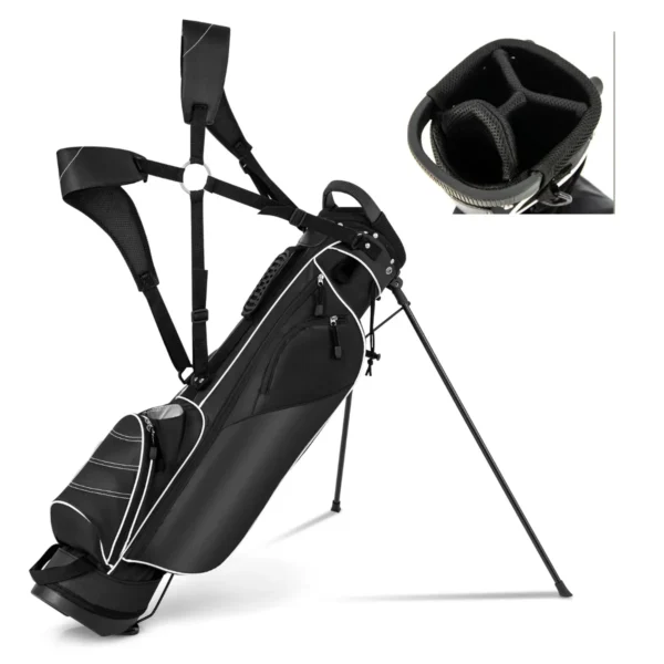 Golftas Golfstandtas Met Poten Regenhoes & 4-vaks Verdeling Lichte Draagbare Golftas Met Standaard Voor Dames & Heren Zwart