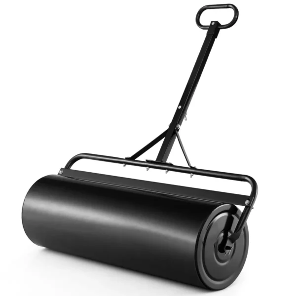 Graswals Metaal 113 L Handroller Met Handvat Tuinwals Ø 40 Cm Vulbaar Met Water/Zand Zware Trommel Graswals Trommel Zwart