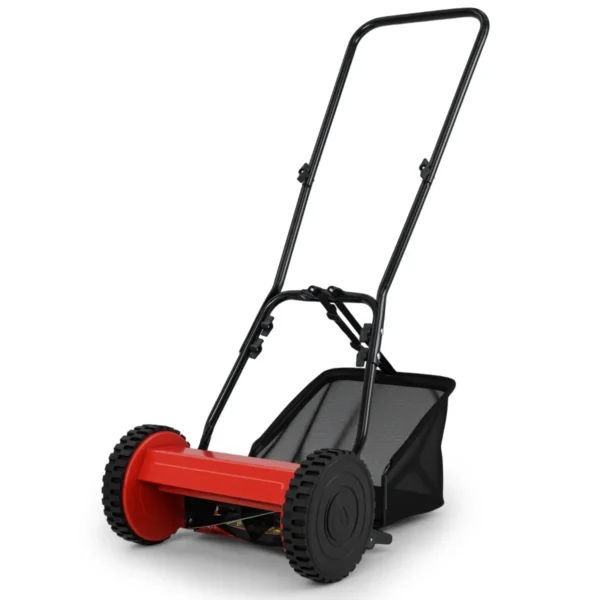 Handgrasmaaier 30 Cm Maaibreedte 18,5 L Opvangmand Maaihoogte 4-Voudig Verstelbaar: 15-40 Mm Handgrasmaaier Met 5 Messen