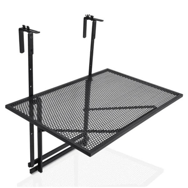 Hangend Ijzeren Rek Reling Vouwtafel Met 5-niveau Verstelbare Hoogtes Ruime Tafelblad 60,5 X 40,5 X 61,5-82,5 Cm Zwart