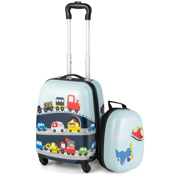 Harde Koffer 2-Delige Handbagageset Met Spinnerwielen Rollend Blauw