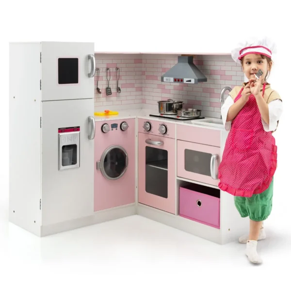 Hoek Speelkeuken Met Geluid En Licht Kinderkeuken Van Hout Incl. Schort En Speelaccessoires Voor Kinderen Vanaf 3 Jaar