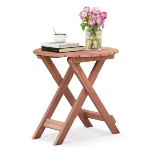 Houten bijzettafel inklapbare bijzettafel met lattenbodem salontafel voor binnen en buiten met handgreep voor zwembad terras camping 1