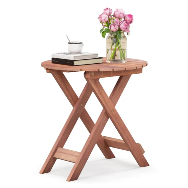 Houten bijzettafel inklapbare bijzettafel met lattenbodem salontafel voor binnen en buiten met handgreep voor zwembad terras camping 1