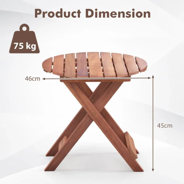 Houten bijzettafel inklapbare bijzettafel met lattenbodem salontafel voor binnen en buiten met handgreep voor zwembad terras camping 3