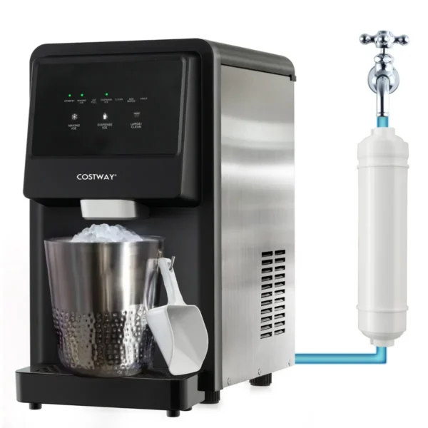 Ijsmaker 27kg/24u LED Klompjesmaker Voor Aanrecht Met Infraroodsensor En Zelfreinigende Functie Stil Voor Thuis Kantoor Bar Zilver