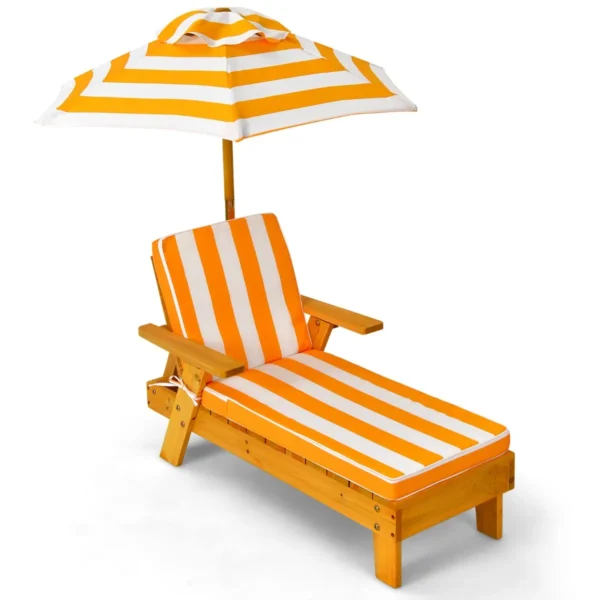 Kinderligstoel Met Parasol Kinderligstoel Hout 106 X 49 X 106 Cm Geel + Wit