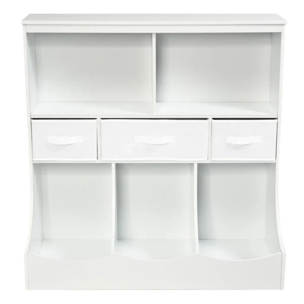 Kinderplank Met 3 Niveaus Speelgoedplank Met 5 Planken En 3 Laden Boekenplank Opbergplank Kinderspeelgoedkastje Wit