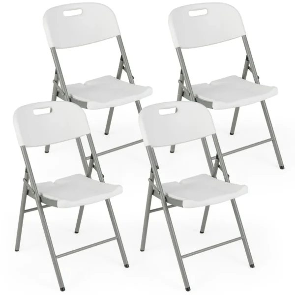 Klapstoelen Set Van 4 Gaststoelen Met Metalen Frame En Handgreep Voor Feestjes Bruiloften 160 Kg Draagvermogen Wit