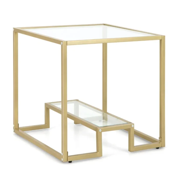 Koffietafel Met Glazen Tafelblad Metalen Frame Vierkante Glazen Tafel Woonkamertafel Koffietafel Voor Werkkamer 56 X 56 X 56,5 Cm