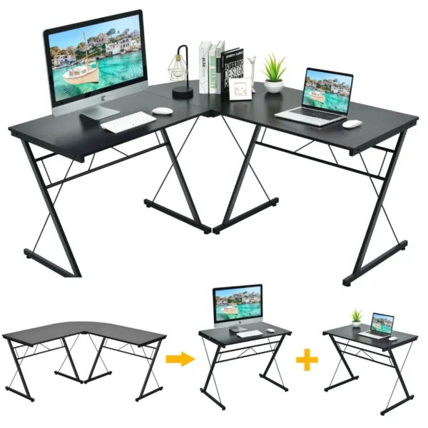 L-Vormige Bureau Omkeerbare Hoek Computer Gamebureau Ruimtebesparend Multifunctioneel Studiebureau Met Ronde Hoek