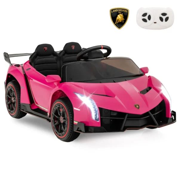 Lamborghini Gelicentieerde Elektrische Auto Voor Kinderen Aangedreven Door 12V Batterij Afstandsbediening 3 Snelheden Roze