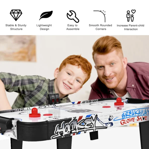Lucht aangedreven hockey speltafel set met elektronische led score teller 2 pucks 2 pushers 2 doeldozen 42 inch tafelmodel air hockey tafel 5
