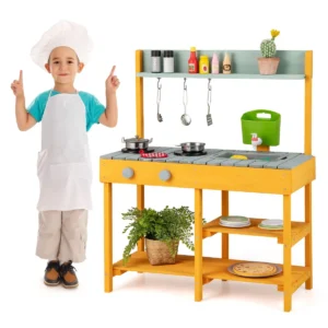 Modderkeuken voor kinderen outdoor met waterfunctie/haak/ afneembaar rek tuinkeuken voor kinderen vanaf 3 jaar orange 1