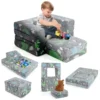 Modulaire kinderbank met kussen lichtgevende kinderbank met machinewasbare hoes en vulling van hoogwaardig schuim grijs 1