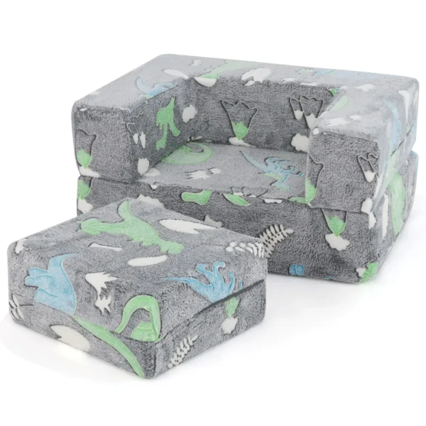 Modulaire kinderbank met kussen lichtgevende kinderbank met machinewasbare hoes en vulling van hoogwaardig schuim grijs 3