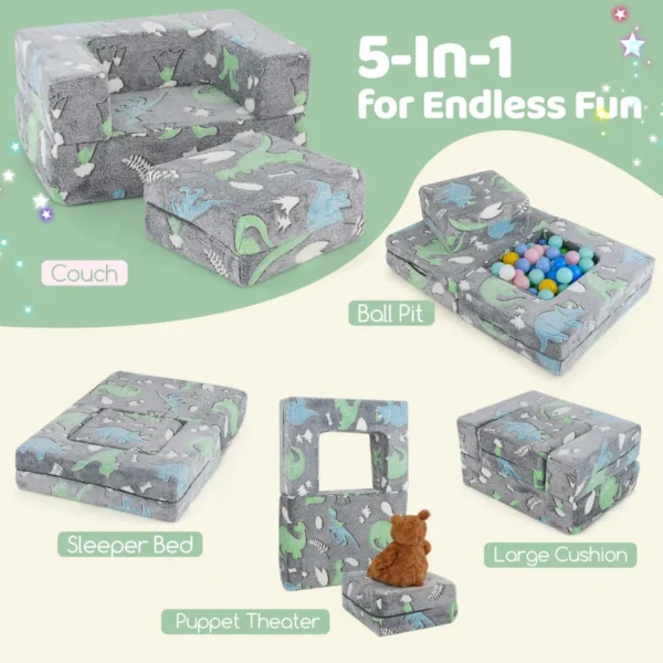 Modulaire kinderbank met kussen lichtgevende kinderbank met machinewasbare hoes en vulling van hoogwaardig schuim grijs 5