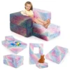 Modulaire kinderbank met kussen lichtgevende kinderbank met machinewasbare hoes en vulling van hoogwaardig schuim roze 1
