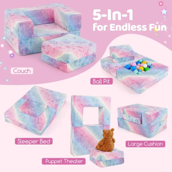 Modulaire kinderbank met kussen lichtgevende kinderbank met machinewasbare hoes en vulling van hoogwaardig schuim roze 5