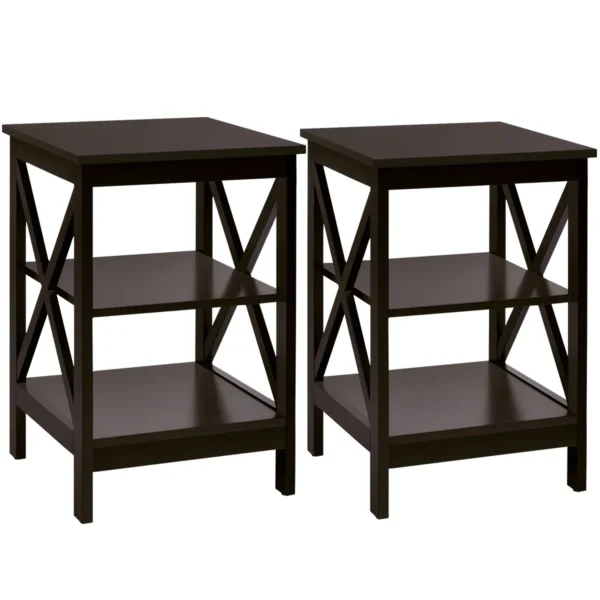 Nachtkastje 3 Niveaus Bijzettafel 2 Pak Nachtkastje 40 X 40 X 61 Cm Sofa-tafel Koffie