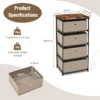 Nachtkastje met stoffen laden bijzettafel met metalen frame opbergkast stoffen commode voor slaapkamer woonkamer (bruin, 4 laden) 3