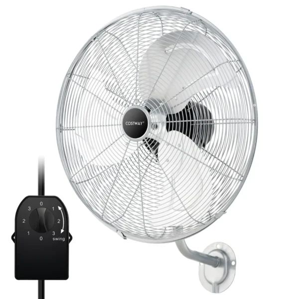 Ø56 Cm Oscillerende Ventilator Industriële Wandventilator 3 Standen Voor Magazijnen Broeikas Werkplaats En Terraskelder - Zilver