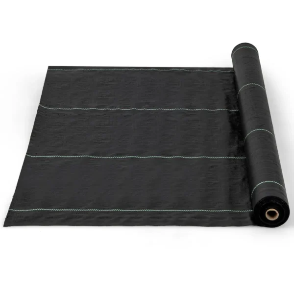 Onkruidbarrièremat Tuin 50 M X 1 M PP Onkruidbarrièremat Met Duidelijke Rechte Geleidelijn Voor Tuin Oprit Zwart