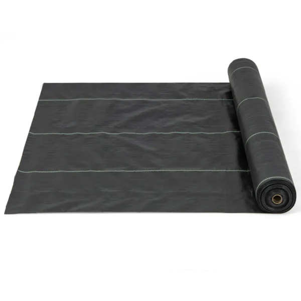 Onkruidbestrijdingsdoek PP Onkruidbestrijdingsdoek Met Duidelijke Rechte Geleidelijn Voor Tuinpaden Zwart 25 M X 2 M