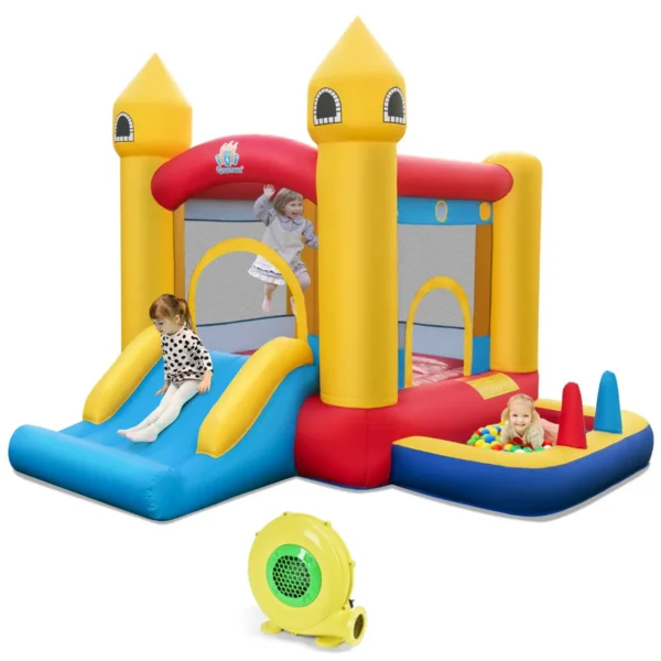 Opblaasbaar Springkasteel Speelparadijs Voor Kinderen Met Glijbaan Springgedeelte Basketbalring Ballenbak Ring- En Ballenworp