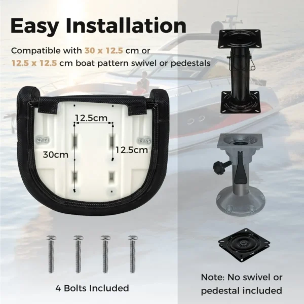 Opklapbare bootstoel van waterdicht pvc leer gestoffeerde visstoel met 53 cm hoge rugleuning gebogen armleuningen voor vistoerisme 3