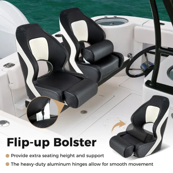 Opklapbare bootstoel van waterdicht pvc leer gestoffeerde visstoel met 53 cm hoge rugleuning gebogen armleuningen voor vistoerisme 5