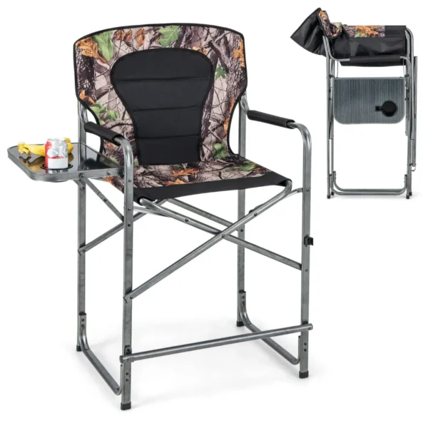 Opvouwbare Campingstoel Hoge Klapstoel Met Zijtafel Afneembare Voetensteun Bekerhouder Vouwstoel Visstoel Voor Vissen Camping