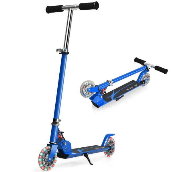 Opvouwbare Step 3 Verstelbaar Stuur 2 LED Verlichte Wielen Achterrem Aluminium Frame-Blauw