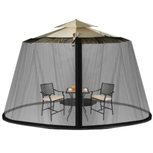 Parasol klamboe met 2 deuren en dubbele rits parasol 12,5 x 2,3 m zwart 1