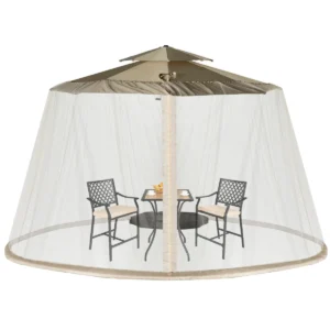 Parasol muskietennet klamboe patio parasol horrengaas scherm met 2 dubbel geritste deuren beige 1