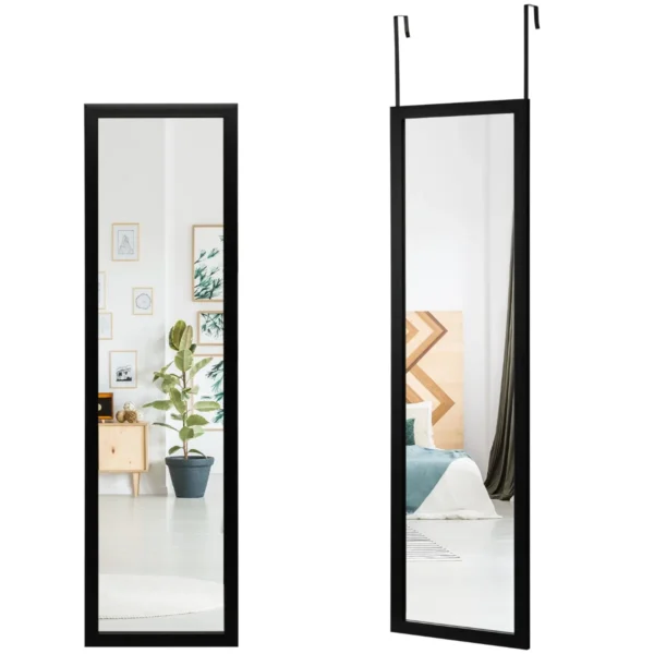 Passpiegel 120 X 33 Cm Deurhaken Voor Ophangen Aan Deur Of Muur Ideaal Voor Slaapkamer Zwart