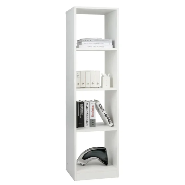 Plank Met 4 Vakken Boekenkast Hout 38 X 142 X 33 Cm Staand Rek Opbergrek Voor Werkkamer Woonkamer Wit