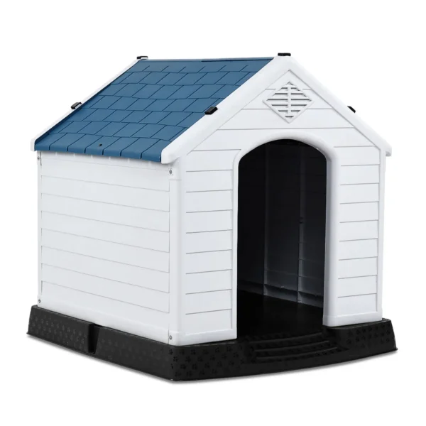 Plastic Hondenhok Waterdicht Ventileren Huisdier Hondenhok Voor Tuin En Thuis 87,7 X 78,5 X 81,5 Cm Wit + Blauw