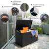 Rotan terrasbox met een inhoud van 335 liter weerbestendige gereedschapskist voor buiten met deksel en 2 planken tuinbox zwart 7